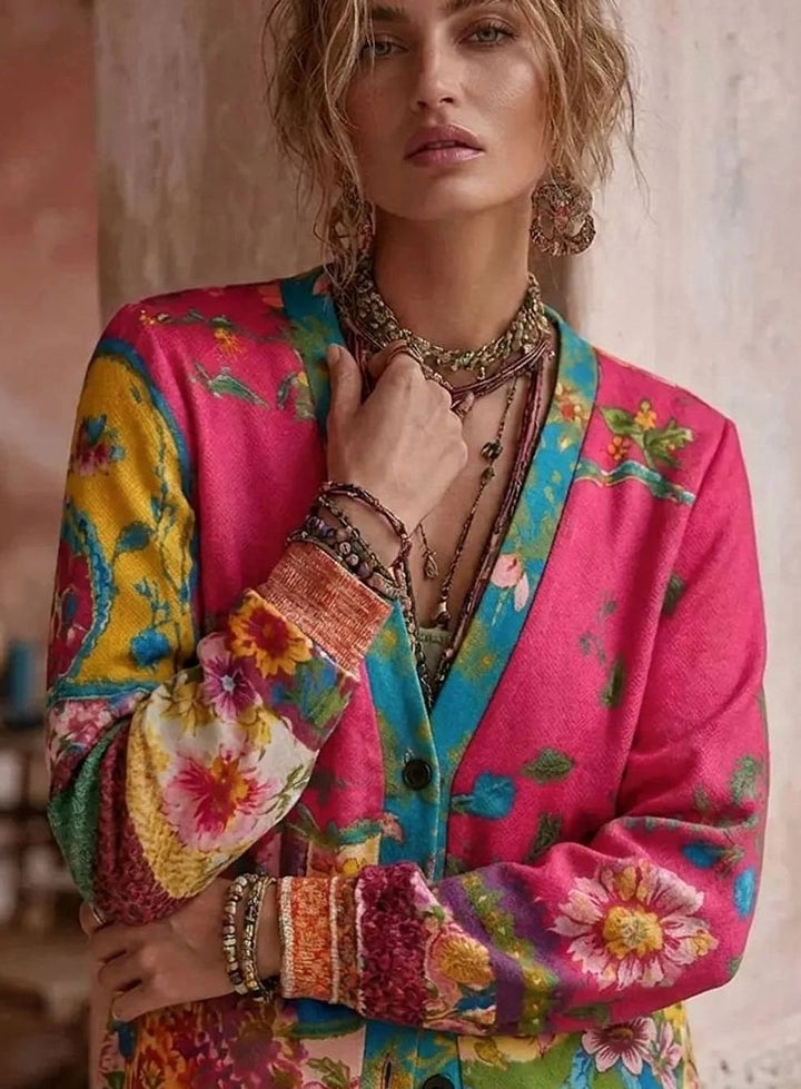 Ava Bold Floral Patchwork Knit Cardigan 3