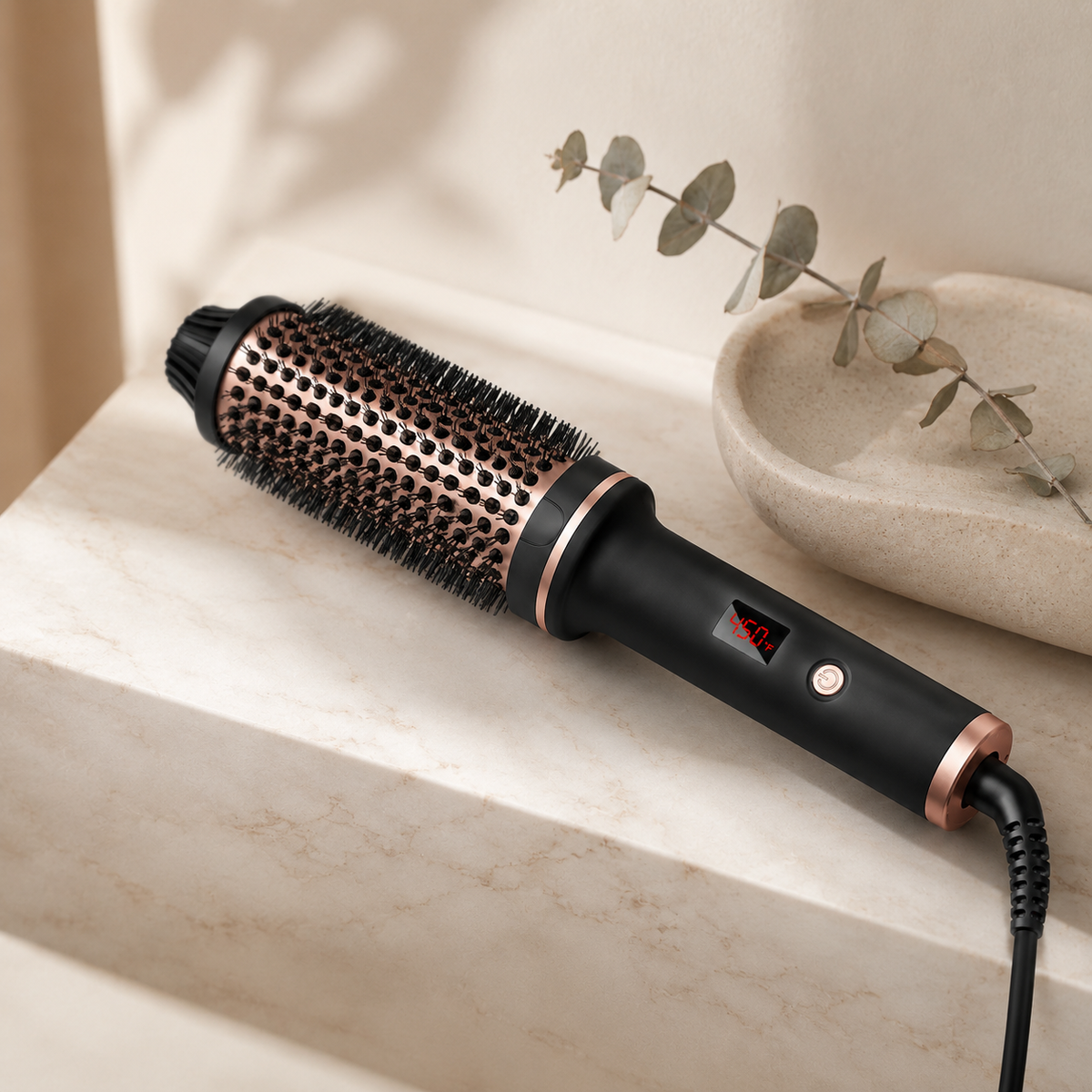 The blow dry finish on dry hair.