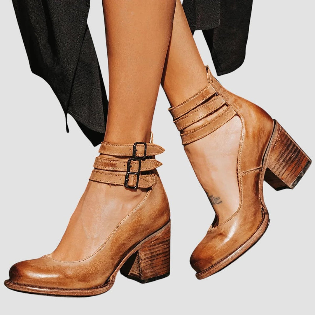 Iris Bold Block Heel Ankle Strap Boots 2