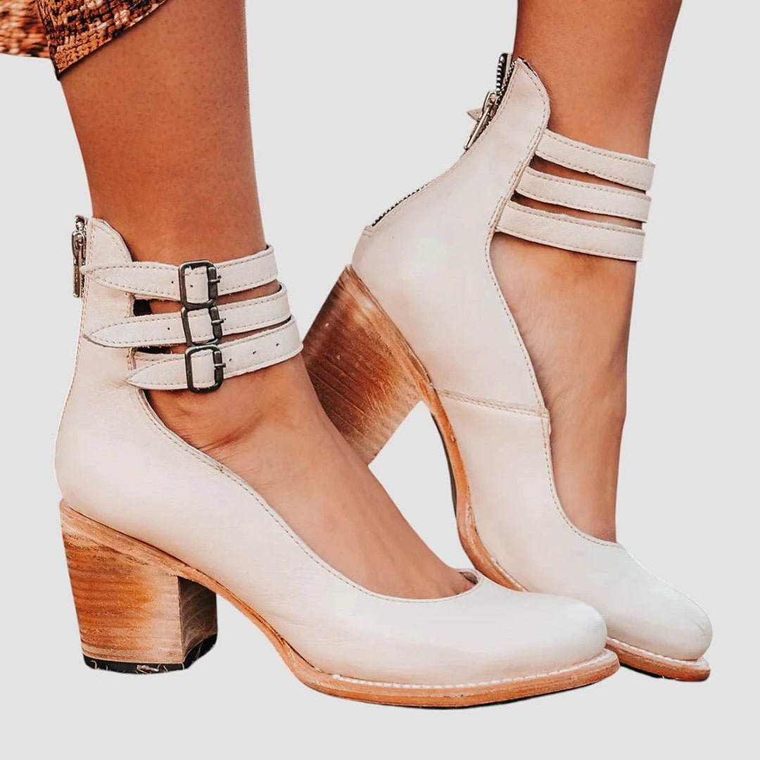 Iris Bold Block Heel Ankle Strap Boots 4