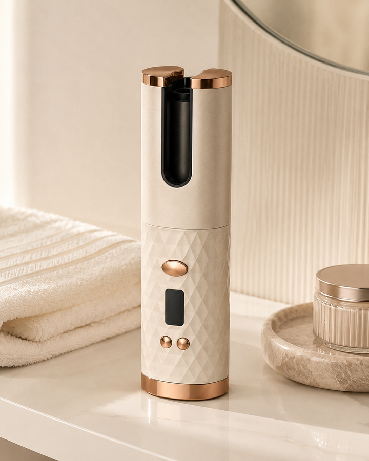 Scolora Coil cordless automatic hair curler in champagne