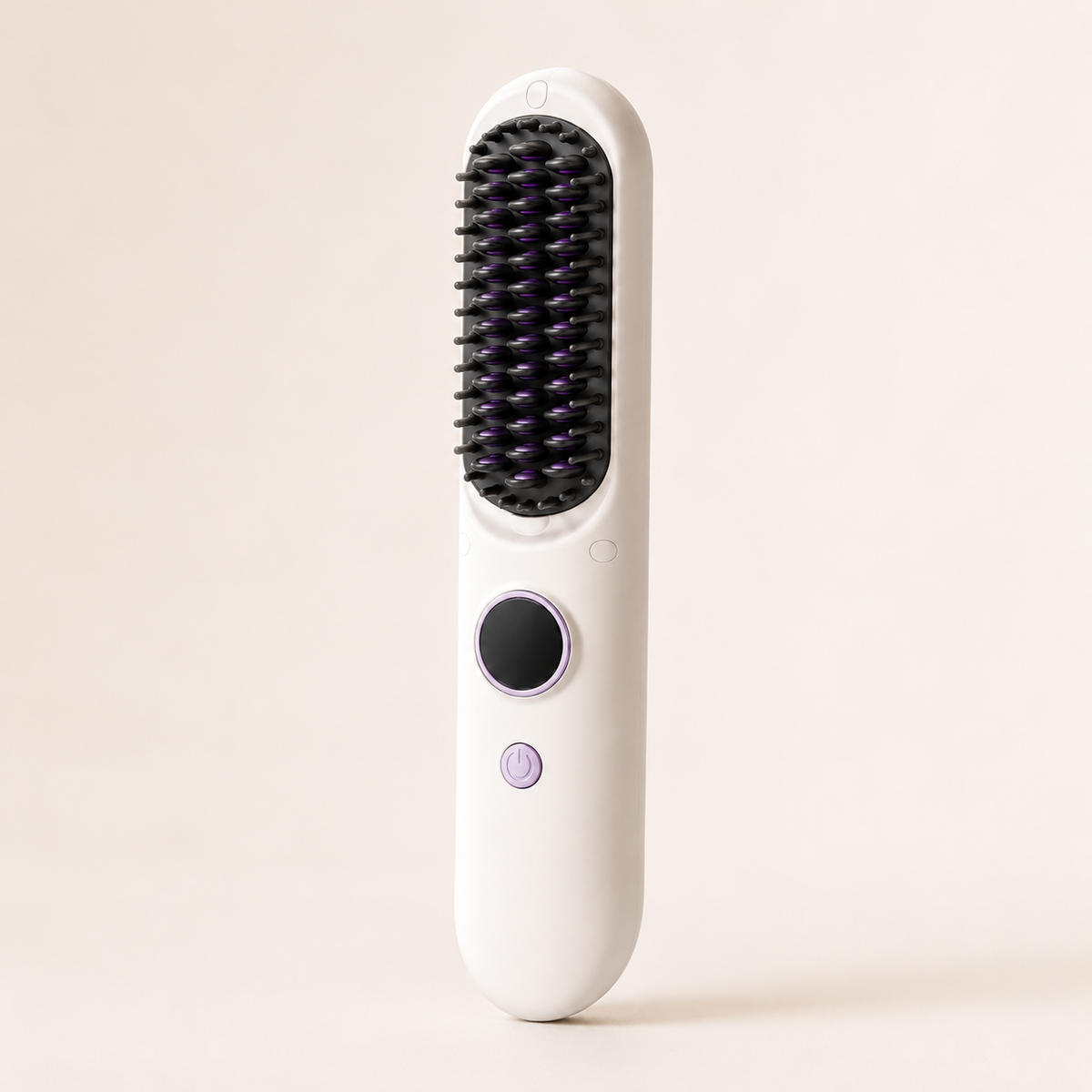 Scolora Mini straightening brush flatlay with charging stand