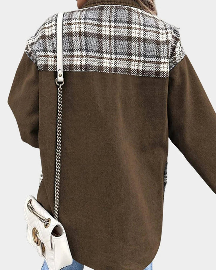 Verity Bold Plaid Contrast Denim Jacket 2