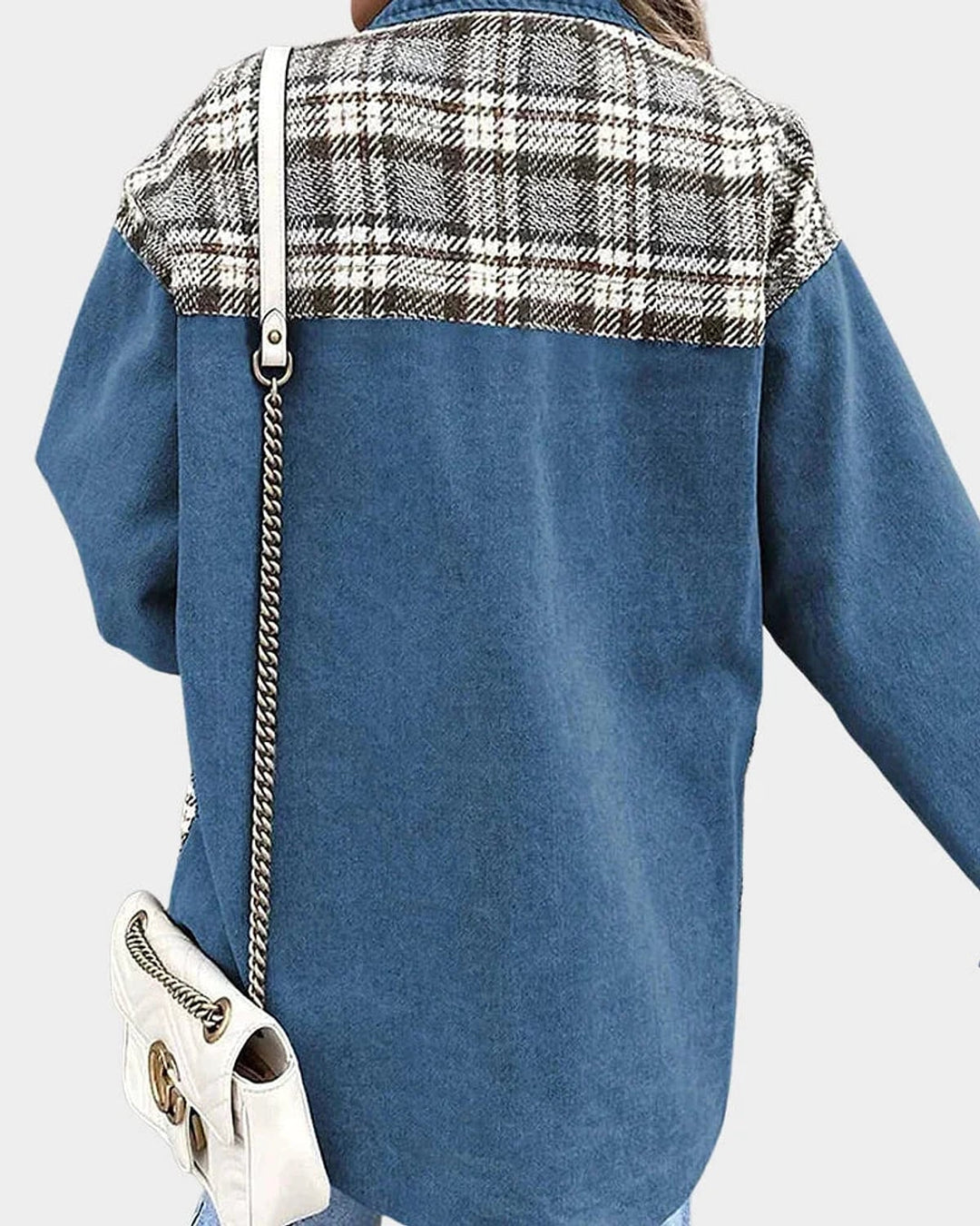 Verity Bold Plaid Contrast Denim Jacket 5