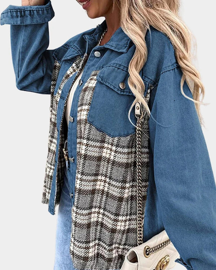 Wanda Bold Plaid Contrast Denim Jacket 4
